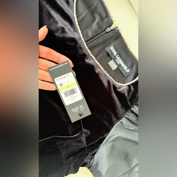 KARL LAGERFELD PARIS Elegant Black Puff Sleeve Dress - Picture 5 of 16